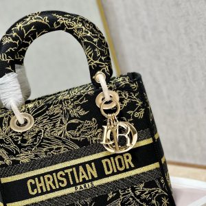 CD Black Magpie 24 Lady Dior Bag Canvas 336688