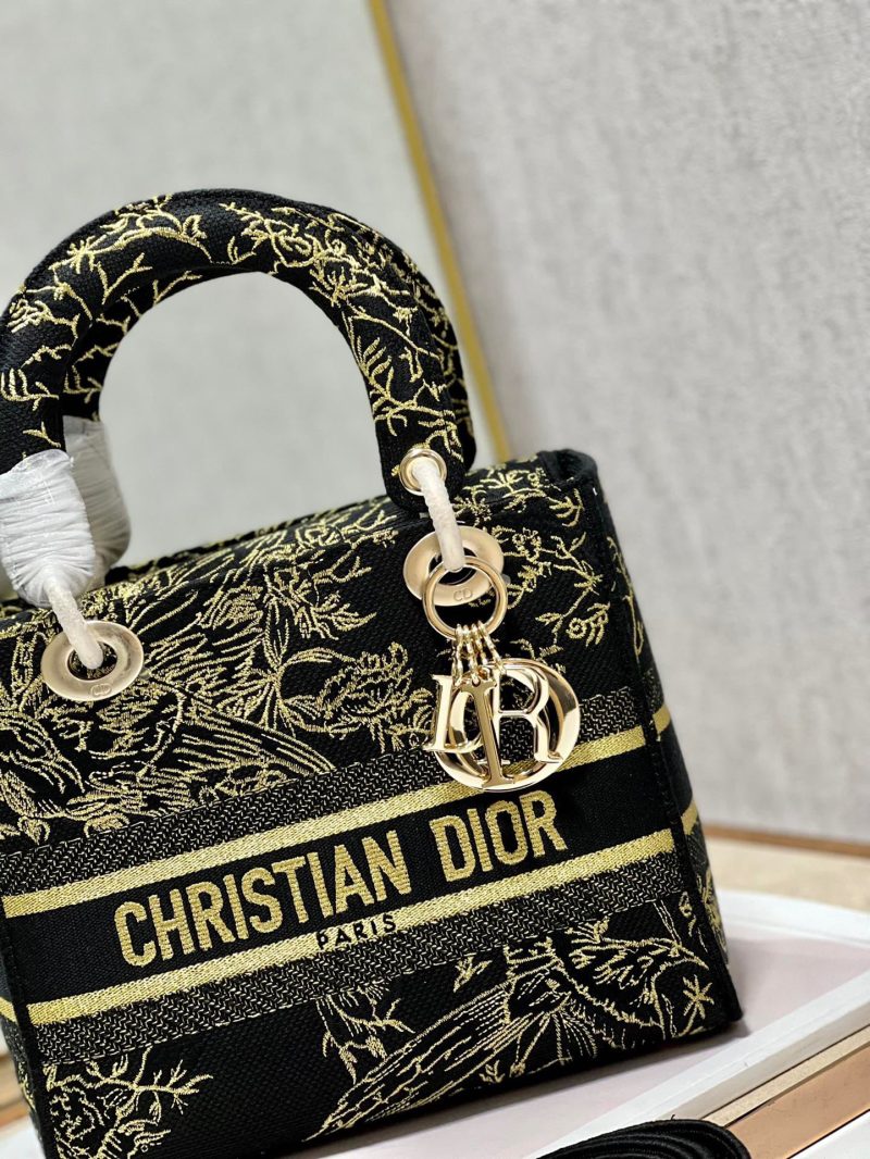 CD Black Magpie 24 Lady Dior Bag Canvas 336688