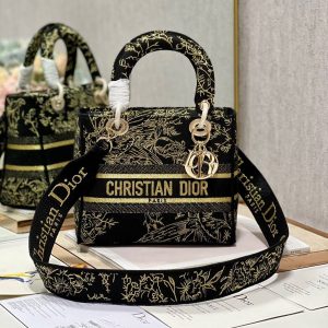 CD Black Magpie 24 Lady Dior Bag Canvas 336688
