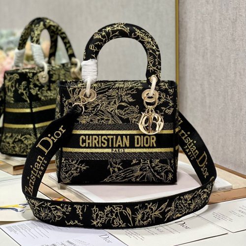 CD Black Magpie 24 Lady Dior Bag Canvas 336688