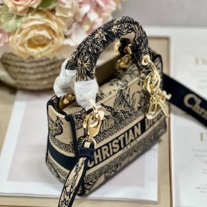 CD Elephant Apricot 17 Lady Dior Bag Canvas 336749