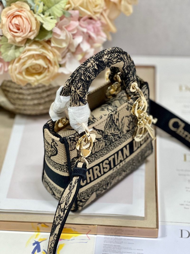 CD Elephant Apricot 17 Lady Dior Bag Canvas 336749