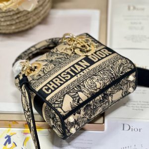 CD Elephant Apricot 17 Lady Dior Bag Canvas 336749