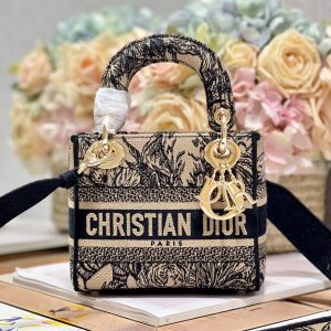 CD Elephant Apricot 17 Lady Dior Bag Canvas 336749