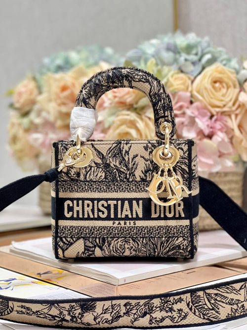 CD Elephant Apricot 17 Lady Dior Bag Canvas 336749