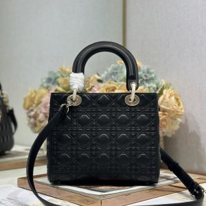 CD Medium Lady Dior 24 Bag Black Lambskin