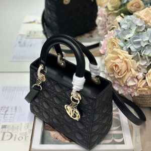 CD Medium Lady Dior 24 Bag Black Lambskin