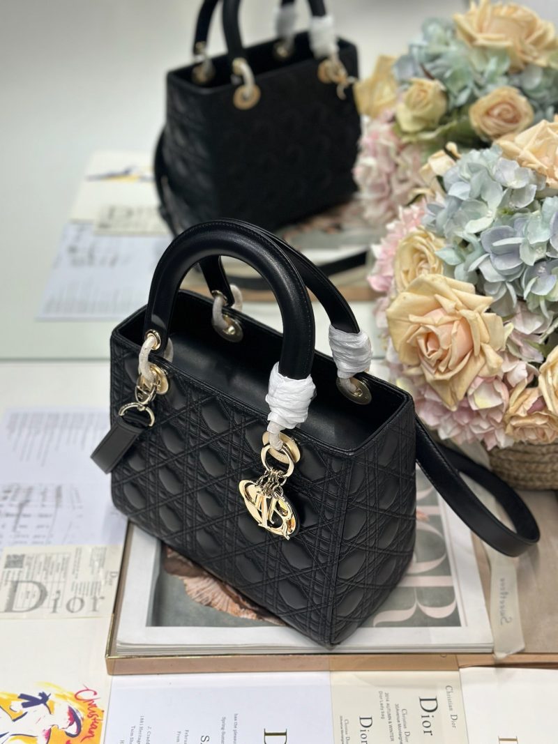 CD Medium Lady Dior 24 Bag Black Lambskin