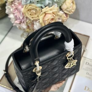 CD Medium Lady Dior 24 Bag Black Lambskin