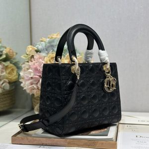 CD Medium Lady Dior 24 Bag Black Lambskin