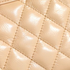 CC 24K Nano 19cm Kelly Shopper Bag Beige Patent Lambskin