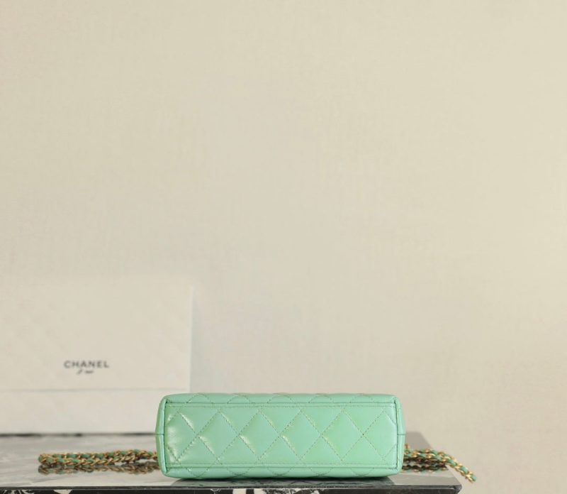 CC 24K Nano 19cm Kelly Shopper Bag Cloud Blue Patent Lambskin