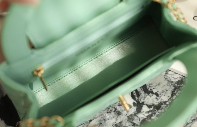 CC 24K Nano 19cm Kelly Shopper Bag Cloud Blue Patent Lambskin