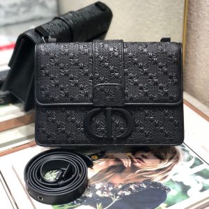 CD Embossed Montaigne Black Calfskin 336833