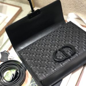 CD Embossed Montaigne Black Calfskin 336833