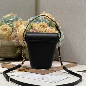 CD Montaigne Large Chain Bucket Bag Black Calfskin 336800