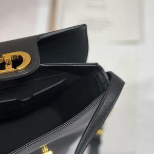 CD Montaigne Large Chain Bucket Bag Black Calfskin 336800