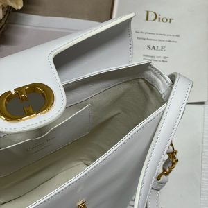 CD Montaigne Large Chain Bucket Bag White Calfskin 336797