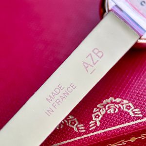 Baignoire 23mm Pink Gold Case Diamond Bezel Red Leather Strap