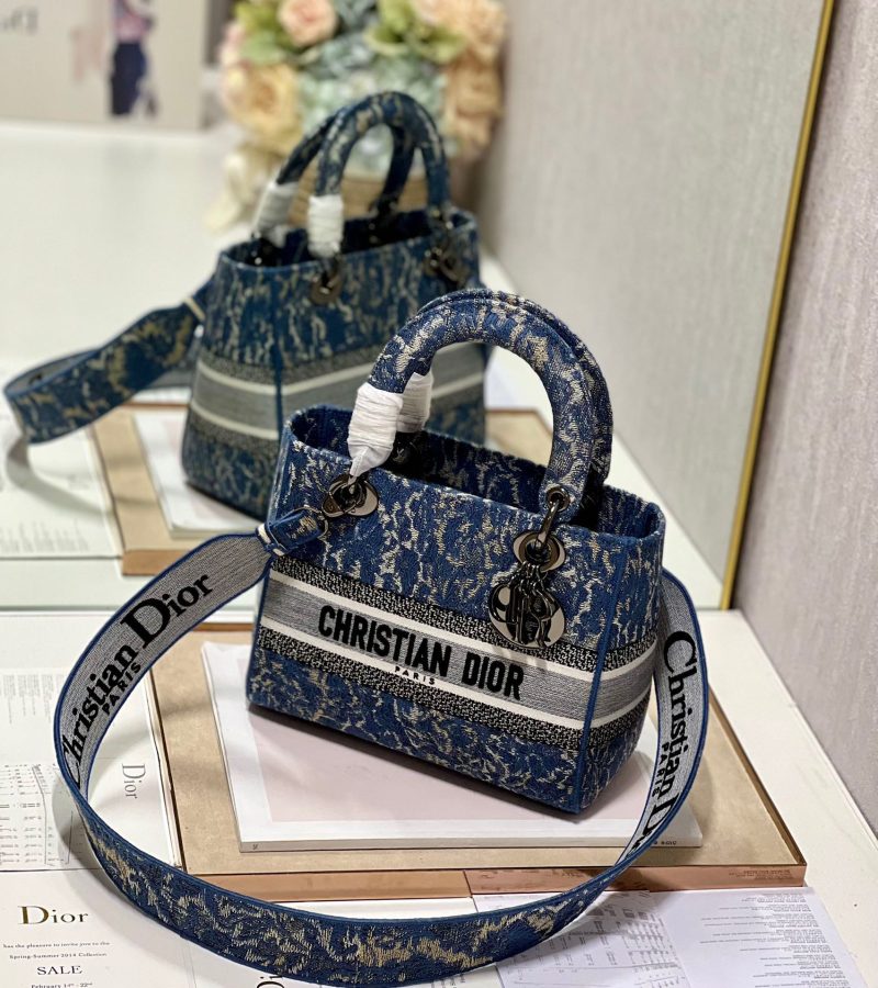 CD Denim Water Blue 24 Lady Dior Bag Canvas 336663
