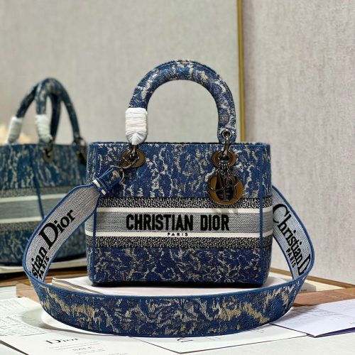 CD Denim Water Blue 24 Lady Dior Bag Canvas 336663