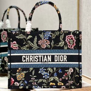 CD Flower Black Book Tote 36 Bag Canvas 336555