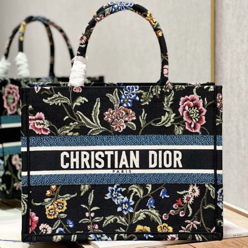 CD Flower Black Book Tote 36 Bag Canvas 336555