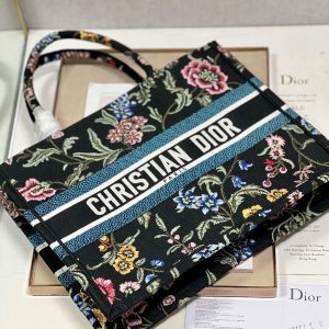 CD Flower Black Book Tote 36 Bag Canvas 336555