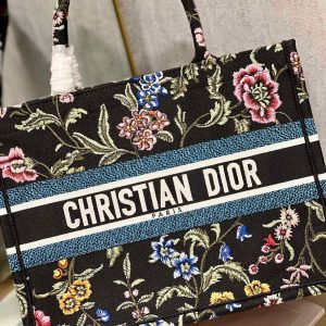 CD Flower Black Book Tote 36 Bag Canvas 336555