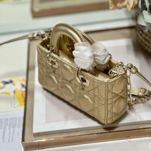 CD Lady D-Joy 16 Gold Lambskin 336621