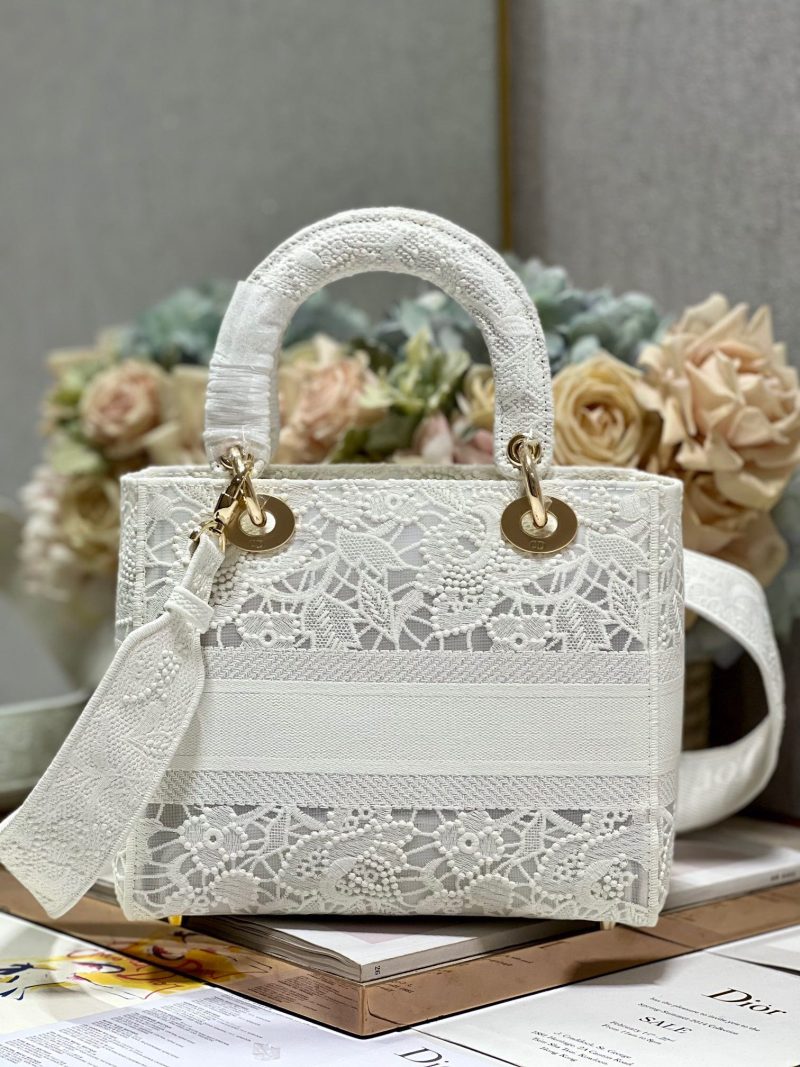 CD Mesh White 24 Lady Dior Bag Canvas 336703