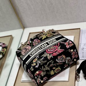 CD Glenflower Black 24 Lady Dior Bag Canvas 336727