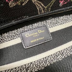 CD Glenflower Black 24 Lady Dior Bag Canvas 336727