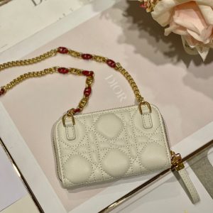 CD Mini Dior Caro Zip Clutch Ivory Calfskin 336786