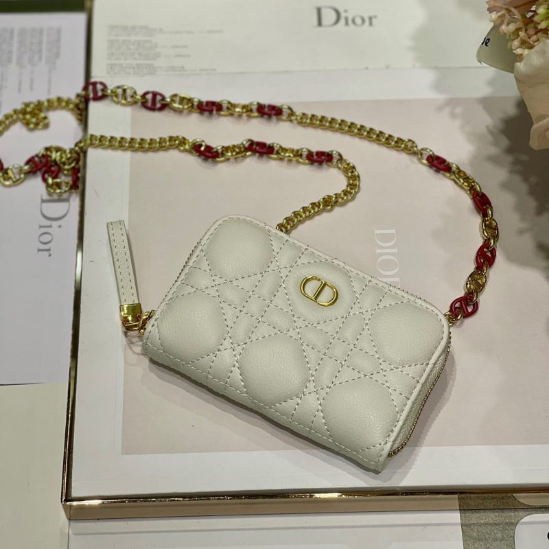 CD Mini Dior Caro Zip Clutch Ivory Calfskin 336786