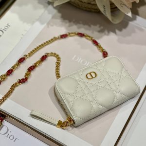 CD Mini Dior Caro Zip Clutch Ivory Calfskin 336786