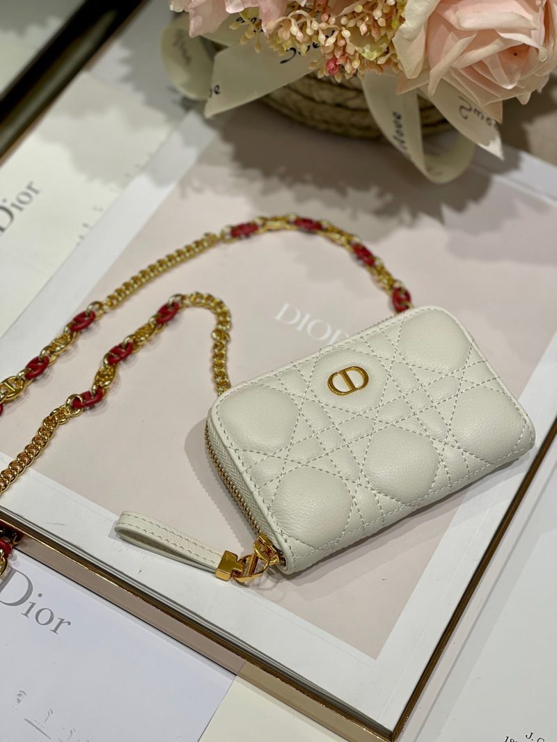 CD Mini Dior Caro Zip Clutch Ivory Calfskin 336786
