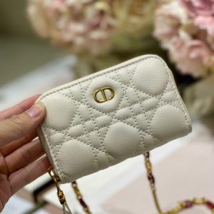 CD Mini Dior Caro Zip Clutch Ivory Calfskin 336786