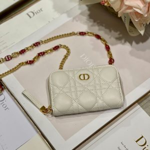 CD Mini Dior Caro Zip Clutch Ivory Calfskin 336786