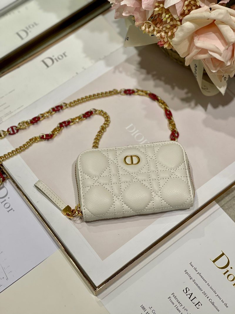 CD Mini Dior Caro Zip Clutch Ivory Calfskin 336786