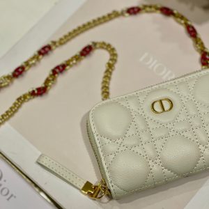 CD Mini Dior Caro Zip Clutch Ivory Calfskin 336786