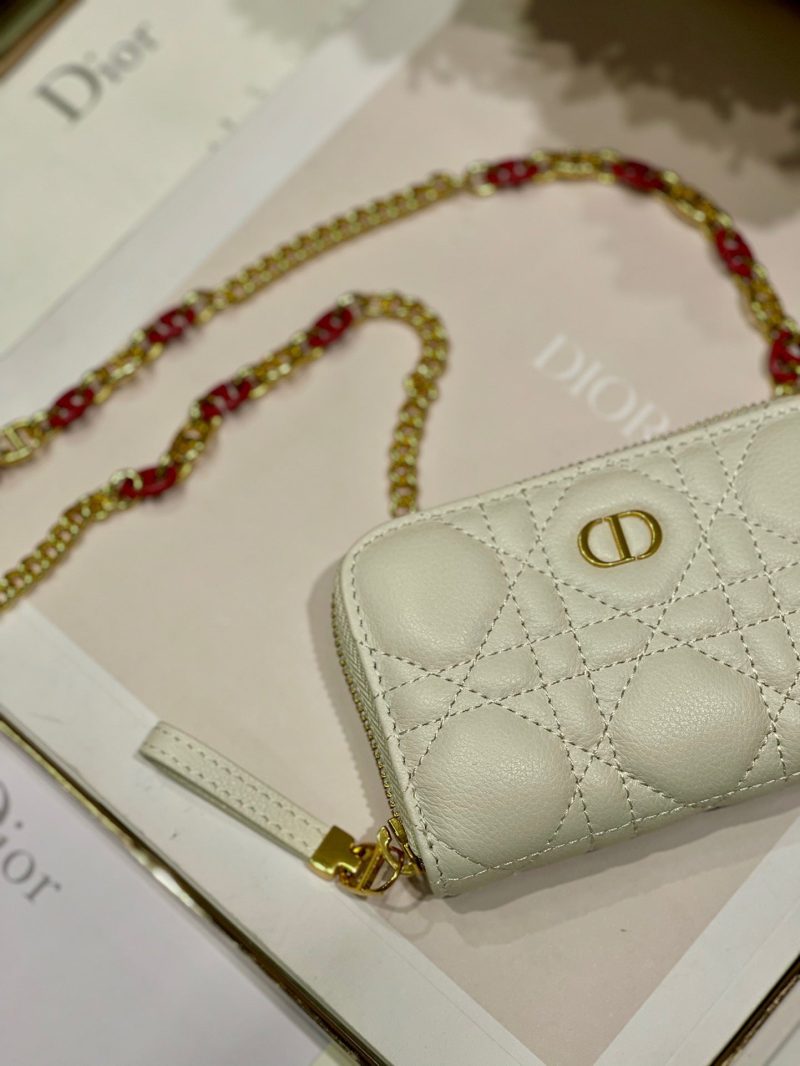 CD Mini Dior Caro Zip Clutch Ivory Calfskin 336786