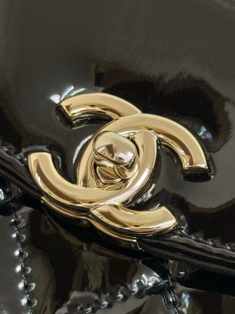 Chanel 2026 Kelly Bag 19cm Quilted Black Patent Leather