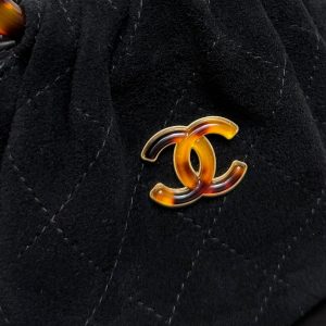 Chanel 2026 Mini Pouch 16cm Black Tortoiseshell Suede Effect Plexi