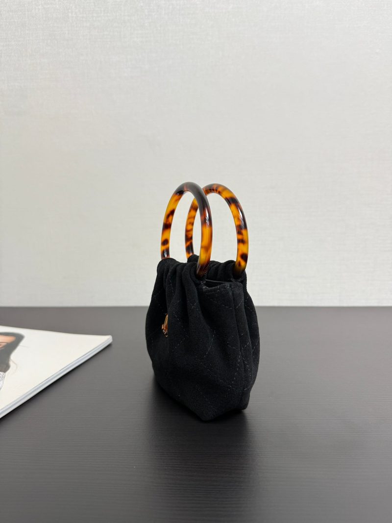 Chanel 2026 Mini Pouch 16cm Black Tortoiseshell Suede Effect Plexi