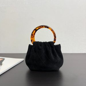 Chanel 2026 Mini Pouch 16cm Black Tortoiseshell Suede Effect Plexi