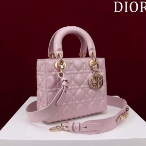 CD Medium Lady Dior 24 Bag Light Pink Lambskin