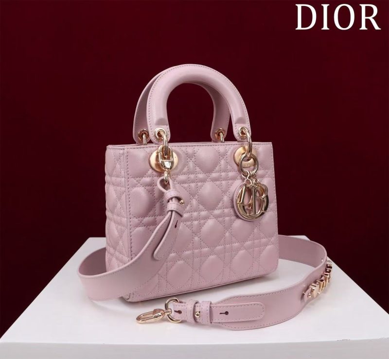 CD Medium Lady Dior 24 Bag Light Pink Lambskin