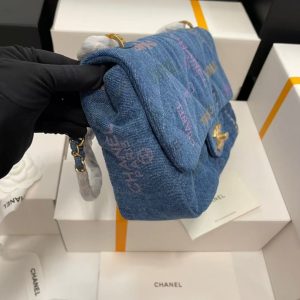 CC 22P Flap Bag Blue Denim