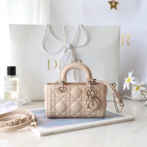 Small Lady D-Joy Bag Beige Sheepskin